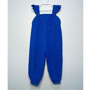 The Beaufort Bonnet Company Royal Blue Corduroy Ruffle Strap Overalls Size 4T
